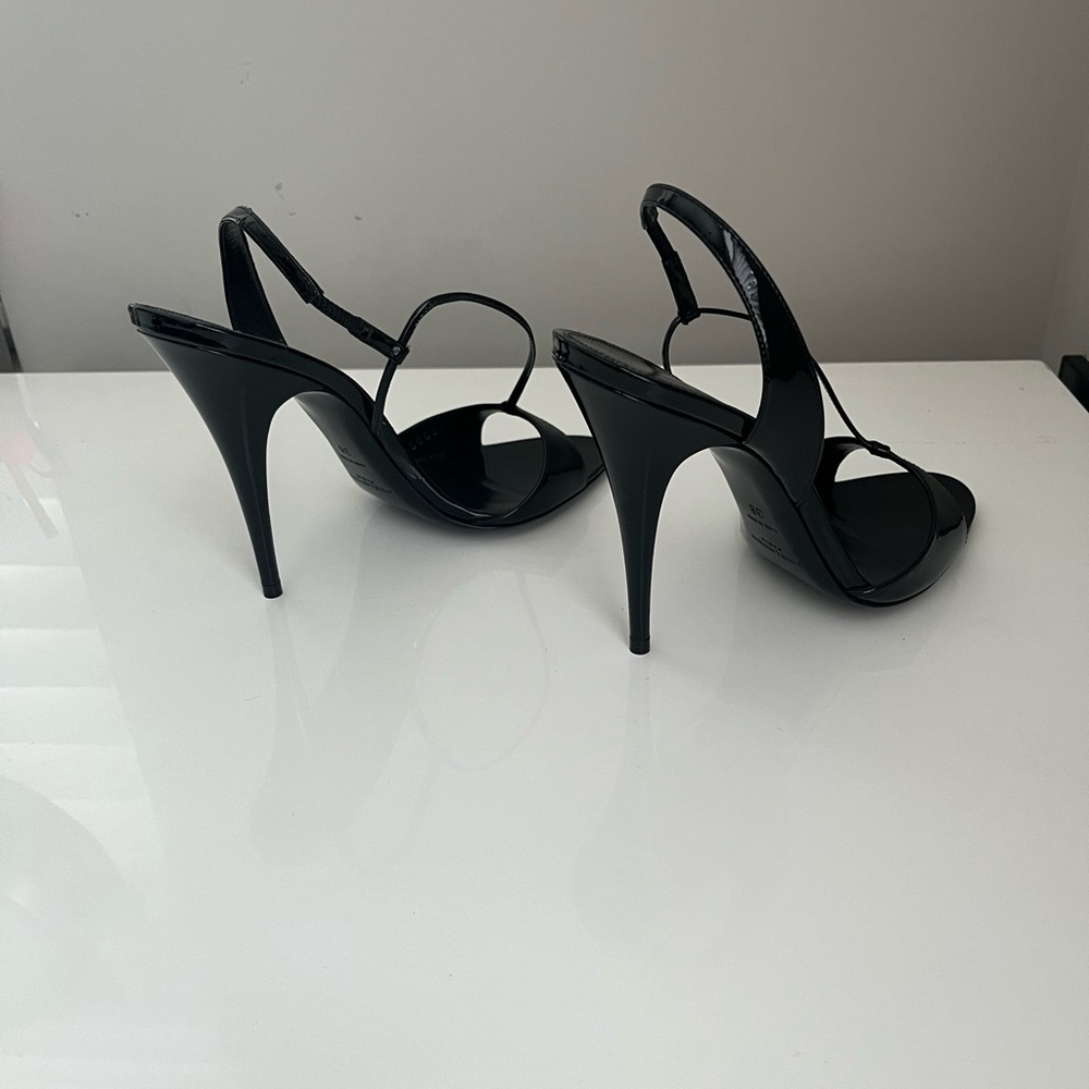 Saint Laurent Black Anouk Slingback Sandals Size 38 - Picture 4 of 7